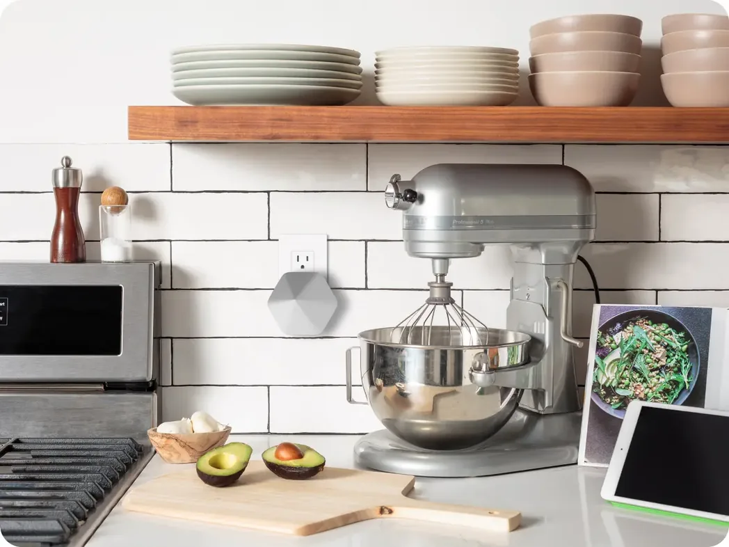 A SuperPod plugged in on a kitchen counter